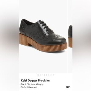Kelsi Dagger Black Leather Women's Brogues with Tan Sole